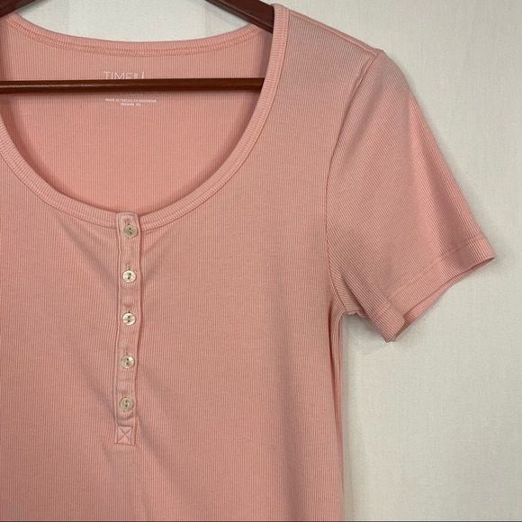 TIME AND TRU Partial Button Down Tee Light Pink Size Medium - Picture 3 of 9